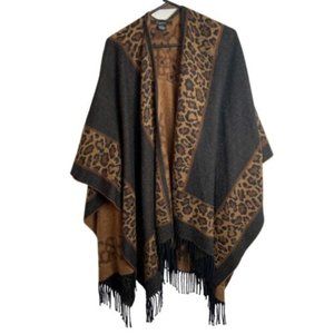 Cejon Leopard Print Cape Shawl One Size